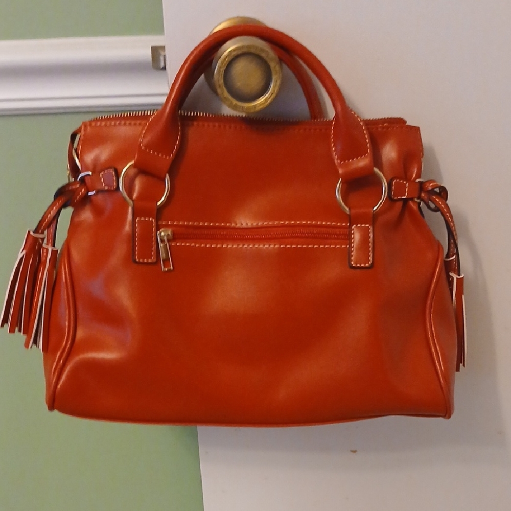 Women’s Red Leather Tote Handbag - Classic Structured Satchel